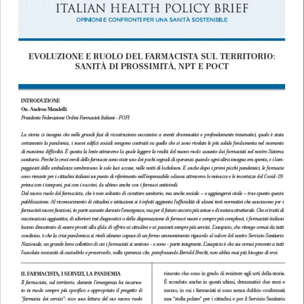 Evoluzione e ruolo del farmacista sul territorio